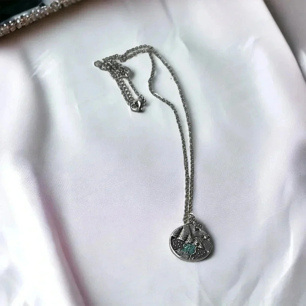 1 LEFT! Silver Landscape Nature Necklace